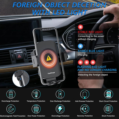 Car Wireless Charger Bracket with Smart Sensor 15W Fast Charging