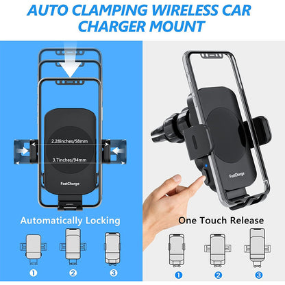 Car Wireless Charger Bracket with Smart Sensor 15W Fast Charging